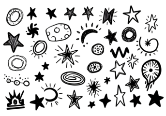 Abstract Illustration with Stars & Other Shapes in Black