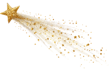 Gold star shooting brightly through the night sky