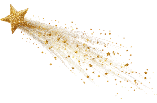 Gold star shooting brightly through the night sky