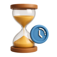 Hourglass with clock symbol isolated on transparent background