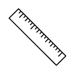 Simple outline a ruler with measurement markings on a scale drawing