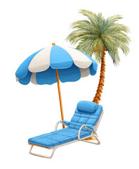 Beach chair and umbrella, tropical scene