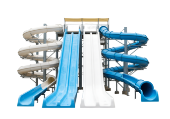 Isolated 3D Waterslides Playground Blue And White