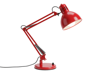 3D Illustration of a Red Desk Lamp on Black Background