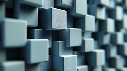 Close-up view of a wall composed of many stacked cubes.