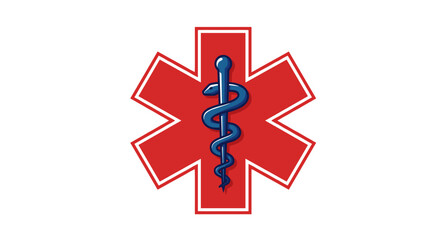 Fototapeta premium Caduceus symbol on star of life: medical emergency logo design