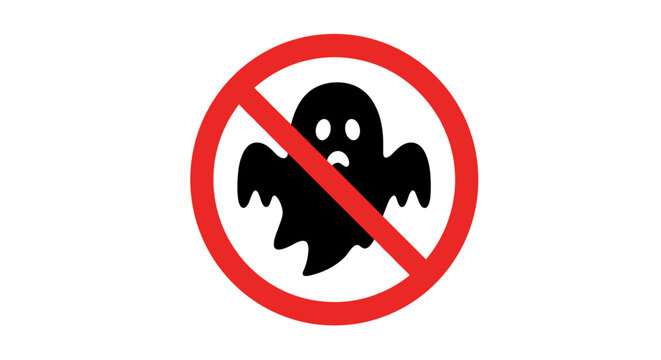 No ghosts allowed: prohibition sign featuring ghost silhouette