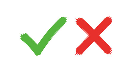 Green checkmark and red cross symbols for correct and incorrect indica