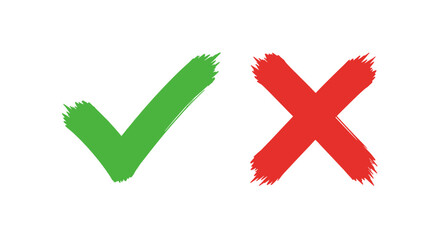 Green checkmark and red cross icons on white background