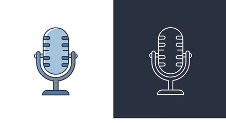 Classic microphone icon: dual tone flat style with white and dark back