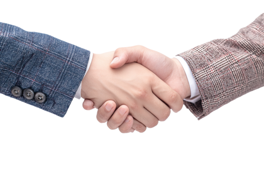 Close-up of two hands shaking, business attire