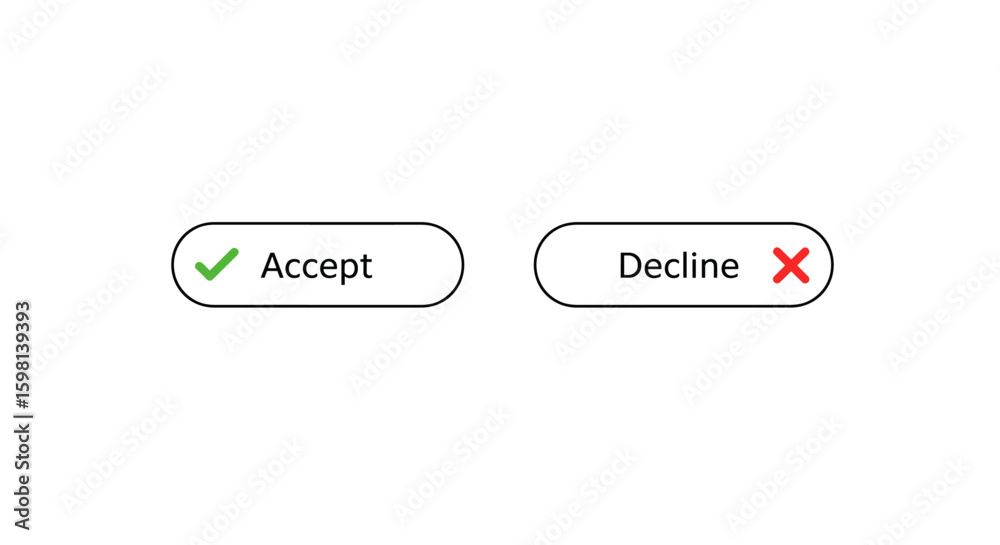 Poster accept and decline button icons with check and cross marks