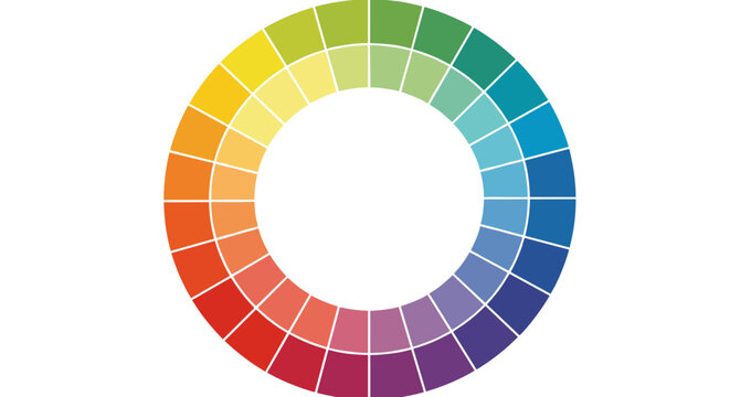 Vibrant color wheel chart with gradient spectrum for design