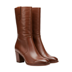 Leather Boots Photo Realistic, Brown Women's Footwear, Fashion Style