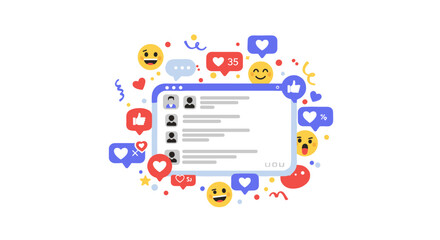 Social media engagement interface with comment and reaction icons