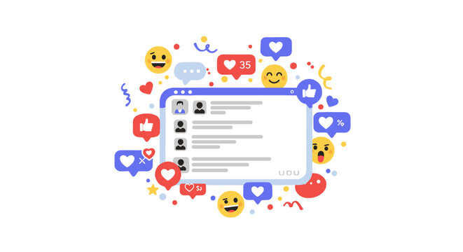 Social media engagement interface with comment and reaction icons