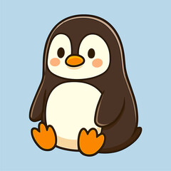 Cartoon cute penguin illustration sitting