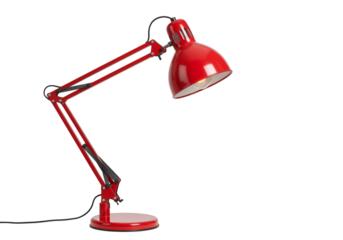 Red Desk Lamp on Black Background Photo