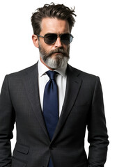 Business Man Illustration wearing sunglasses and tie in formal suit