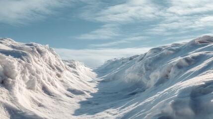Snowy mountain valley