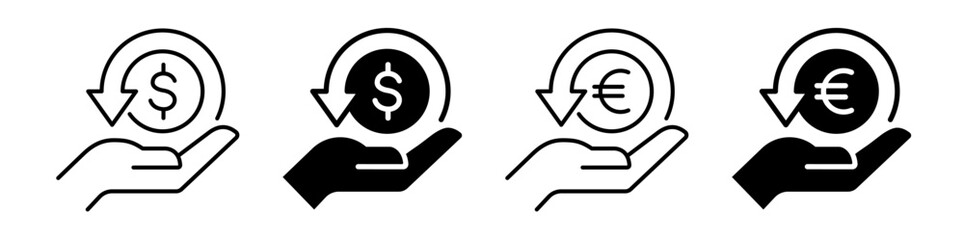 Refund or cashback icon set