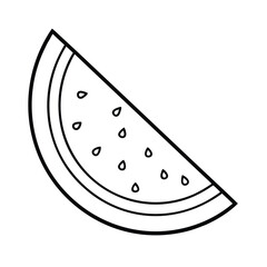 Handdrawn line drawing a watermelon slice with seeds fruit food