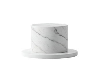 3D Render of Marble Cylinder on White Base