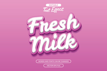 Fresh milk editable text effect with 3d cartoon text style