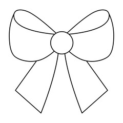 A bow isolated on a white background. Outline drawing. Vector illustration, linear icon, template for coloring.