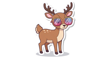 Fototapeta premium Cute Cartoon Deer Wearing Pink Sunglasses