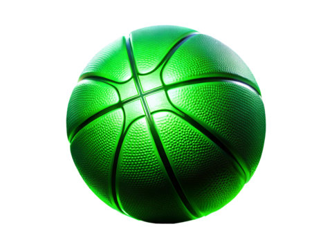 basketball with glowing green light png image on transparent background