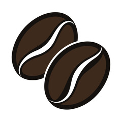 Fototapeta premium Two Brown Coffee Beans Illustration On White Background, Cafe, Coffee