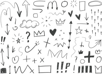 Vector set of handdrawn cartoony expression sign doodle with illustration style doodle and line art