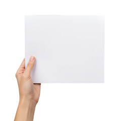 Obraz premium Close-up Photo of a Hand Holding a Blank White Sheet, Graphic Resource
