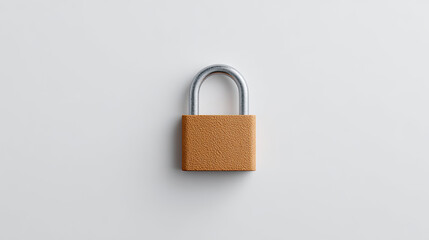 Naklejka premium Brown padlock with metal shackle white background, secure concept