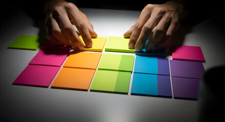 Creative Organization With Colorful Sticky Notes For Visual Task Management Planning
