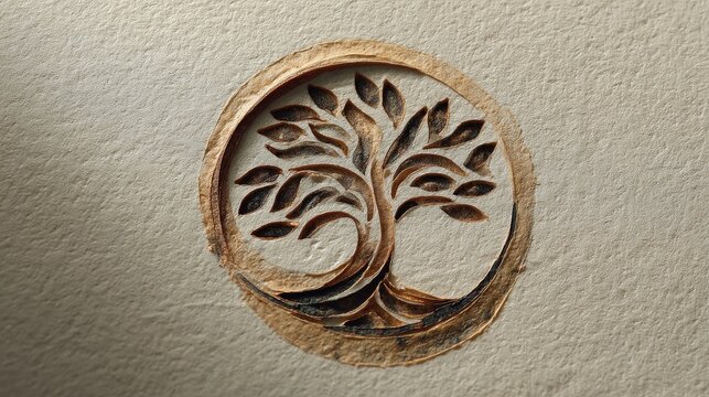 Tree of life symbol bas relief design