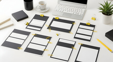 Creative Workplace Mockups With Modern Device And Clipboards Layout On White Surface