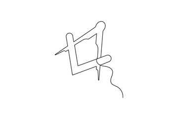 Math compass continuous one line drawing minimalist outline vector illustration
