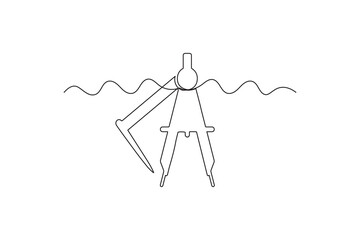 Math compass continuous one line drawing minimalist outline vector illustration
