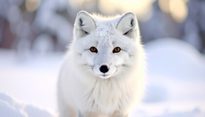 Naklejka premium A mesmerizing arctic fox in a winter wonderland.