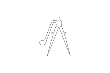 Math compass continuous one line drawing minimalist outline vector illustration
