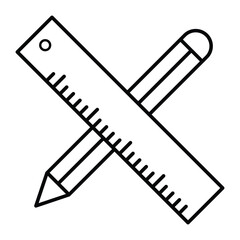 Symbolic design elements for drawing sketch layout education supplies pencil ruler creativity concept minimal vector icon illustration school project set.