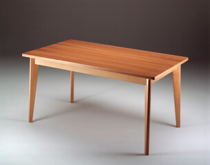 Still life of a wooden table, on a neutral background