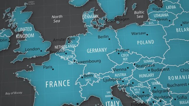 Germany on the world map. 4K animation.