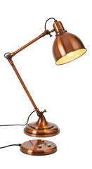 Isolated Copper Desk Lamp on Transparent Background