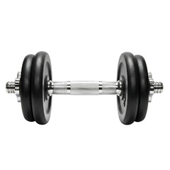 Naklejka premium Isolated Dumbbell with Black Weights and Silver Handle on Transparent Background