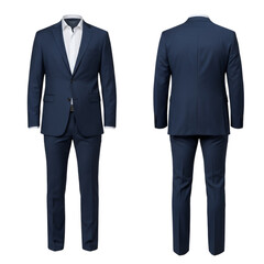 Isolated Photo: Navy Blue Suit Front And Back View