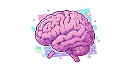 Pixel Art Brain Illustration Pastel Colors Geometric Background