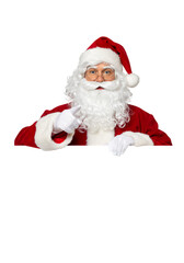 Fototapeta premium Isolated Photo Santa Claus Pointing on Transparent Background